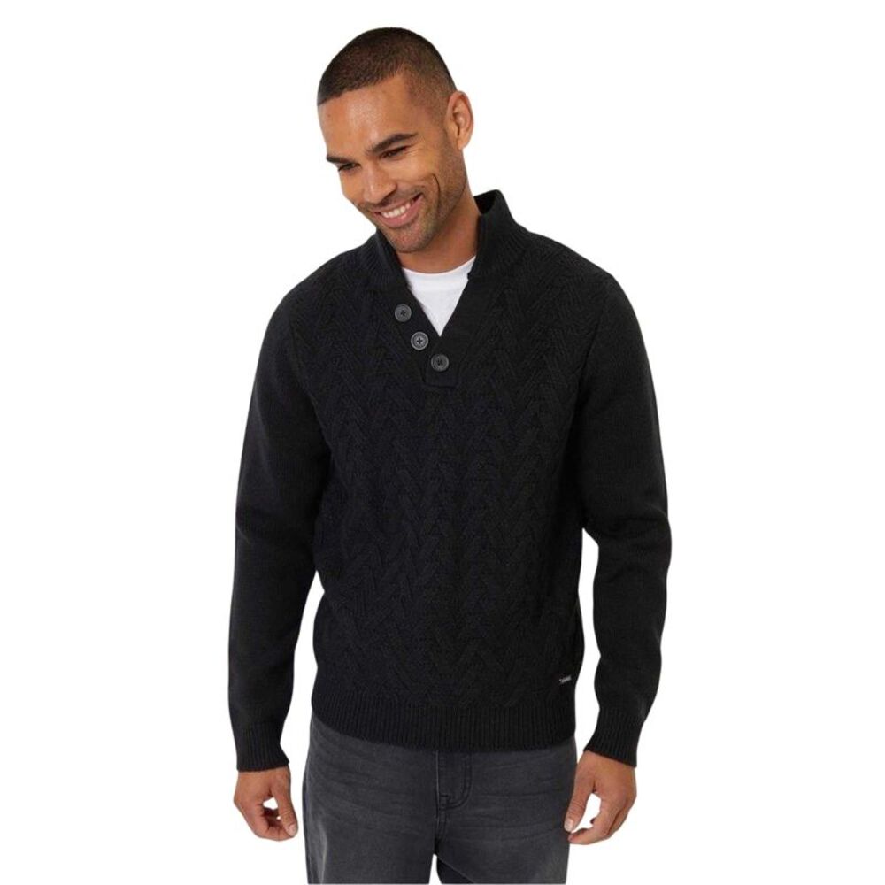Threadbare Mens Cable Knit Regular Sweater / Black